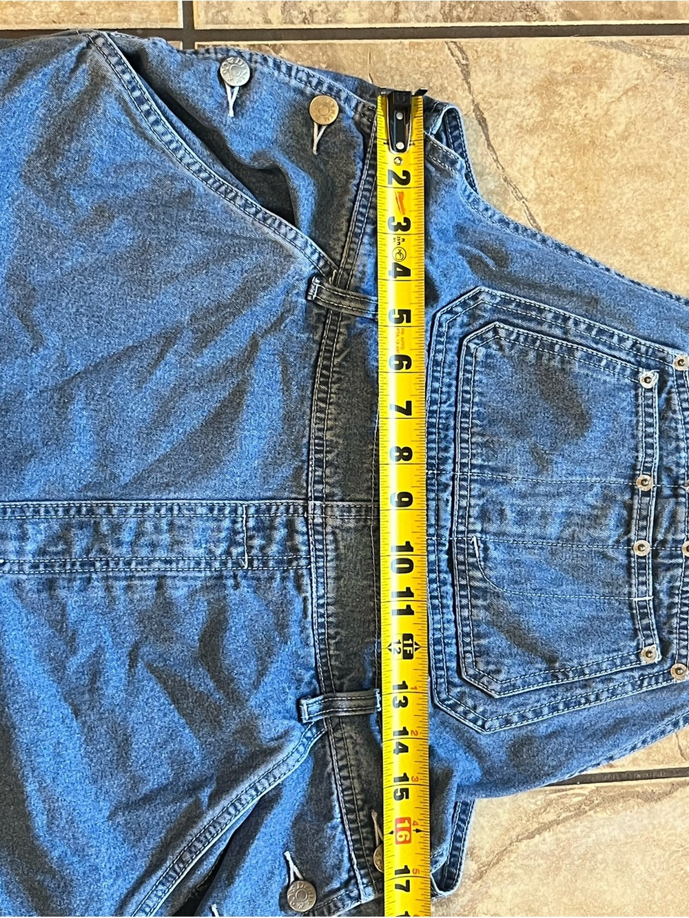 Denim & Co Vintage 90s Denim Short Overalls Large Pockets 100% Cotton - Picture 5 of 6
